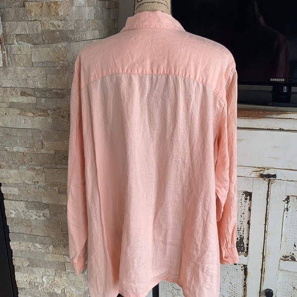 Eileen Fisher 100% irish linen peach half button long sleeve swing style shirt - Picture 8 of 14